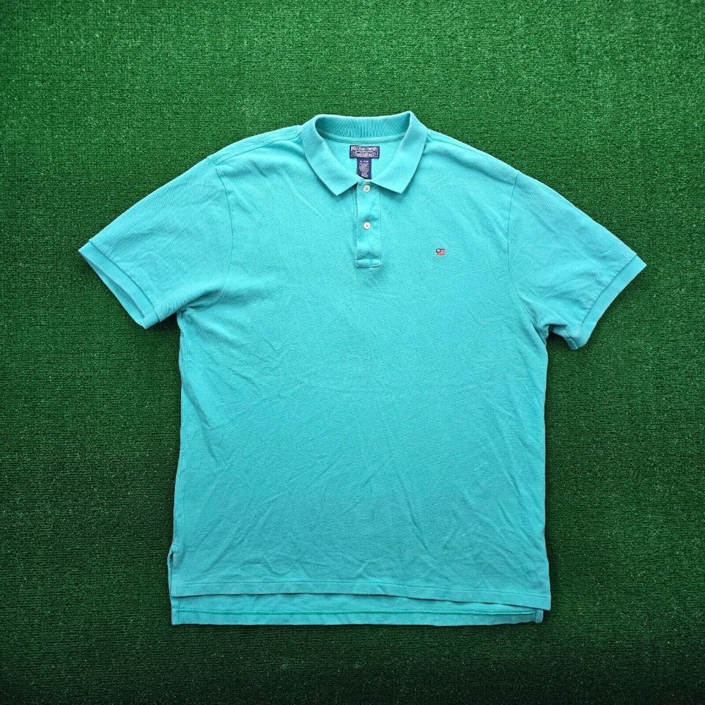Polo Jeans Company Ralph Lauren‎ Polo Shirt Mens XL Green Teal Vintage Preppy